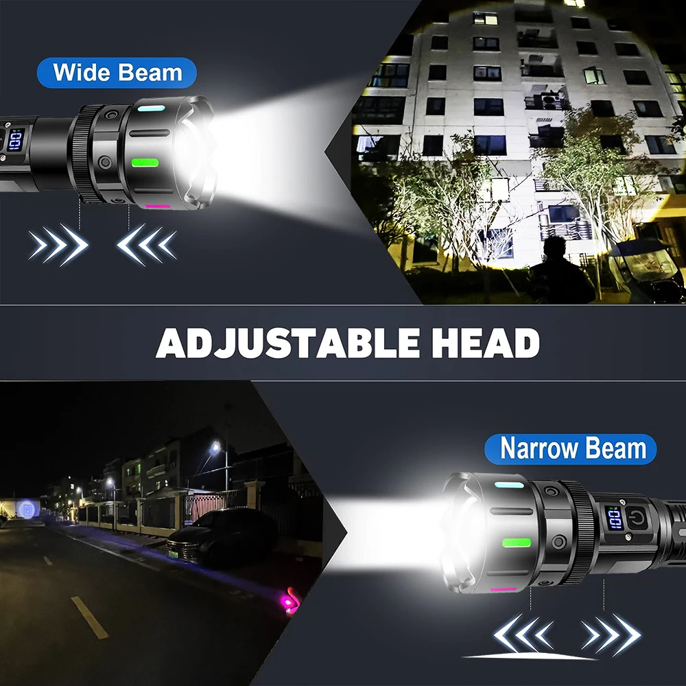 Ультрамощный светодиодный фонарик с аккумулятором 10000 мАч