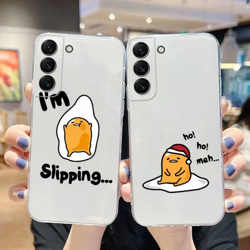 

Cute Lazy Gudetama Phone Case For Samsung Galaxy S22 S21 Ultra S20 S30 FE S8 S9 S10 5G Plus Lite Soft Transparent Cover