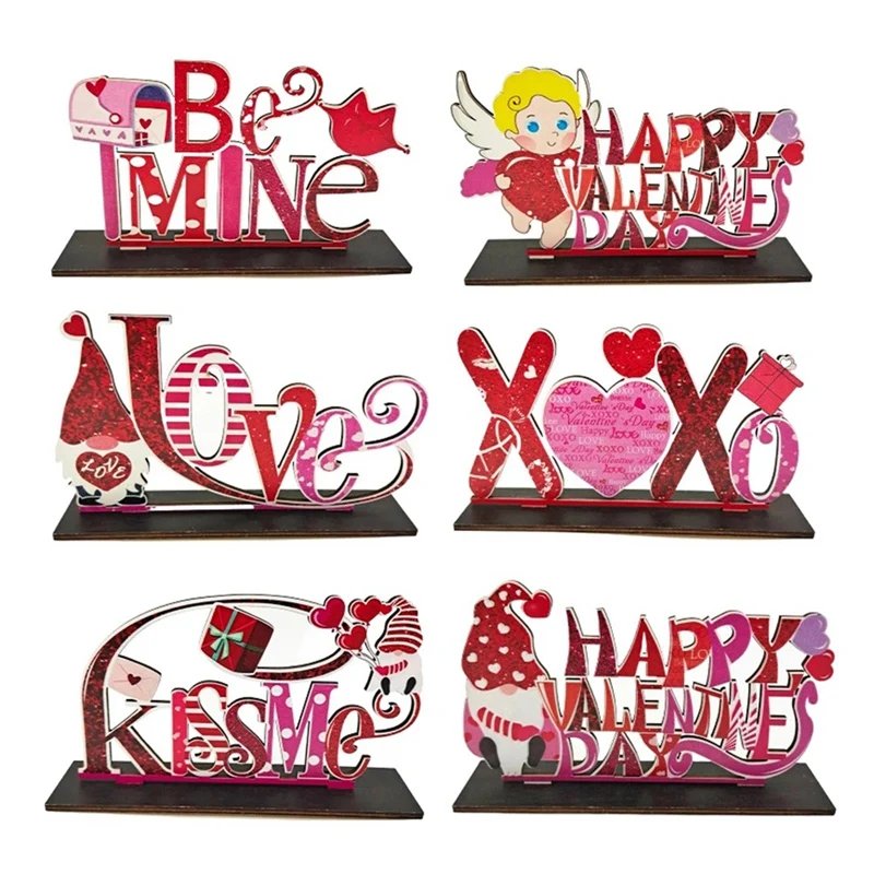 

6 шт., декоративные деревянные поделки «Счастливого Дня Святого Валентина»