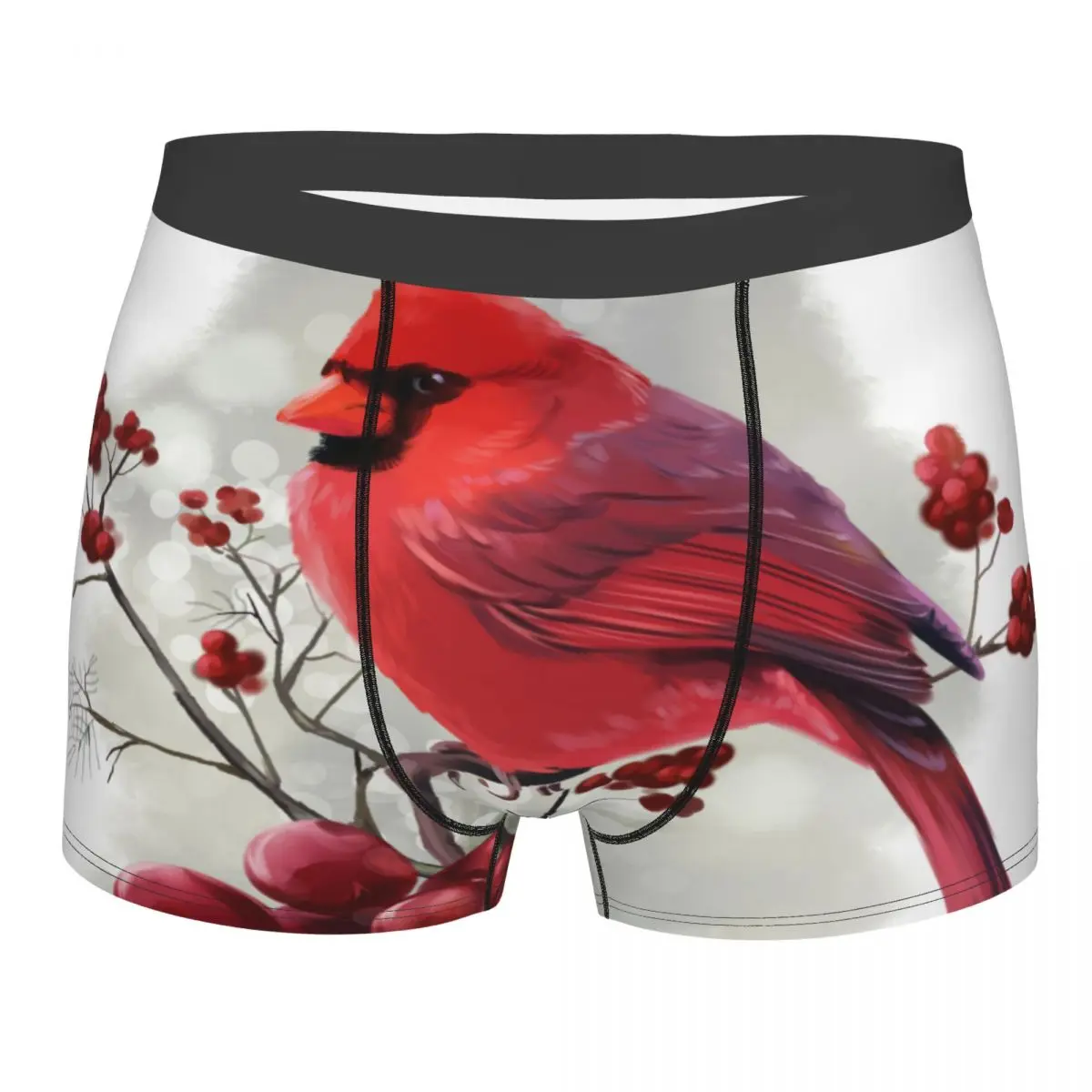

Men's Panties Underpants Boxershorts Winter Bird Cardinal Sitting On Branch Underwear for Man Sexy Male Boxer Shorts