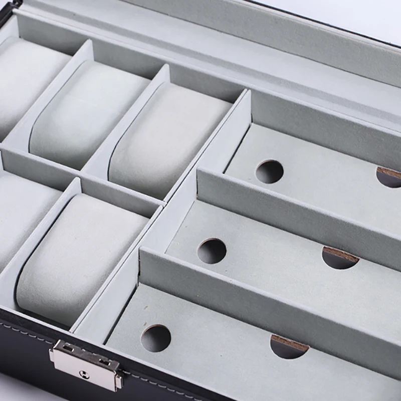 Luxury Pu Watch Box Organizer 20 Slots Watch Boxes Storage Box Leather Black Glasses Jewelry Case Pillows Display Cabinet Gift