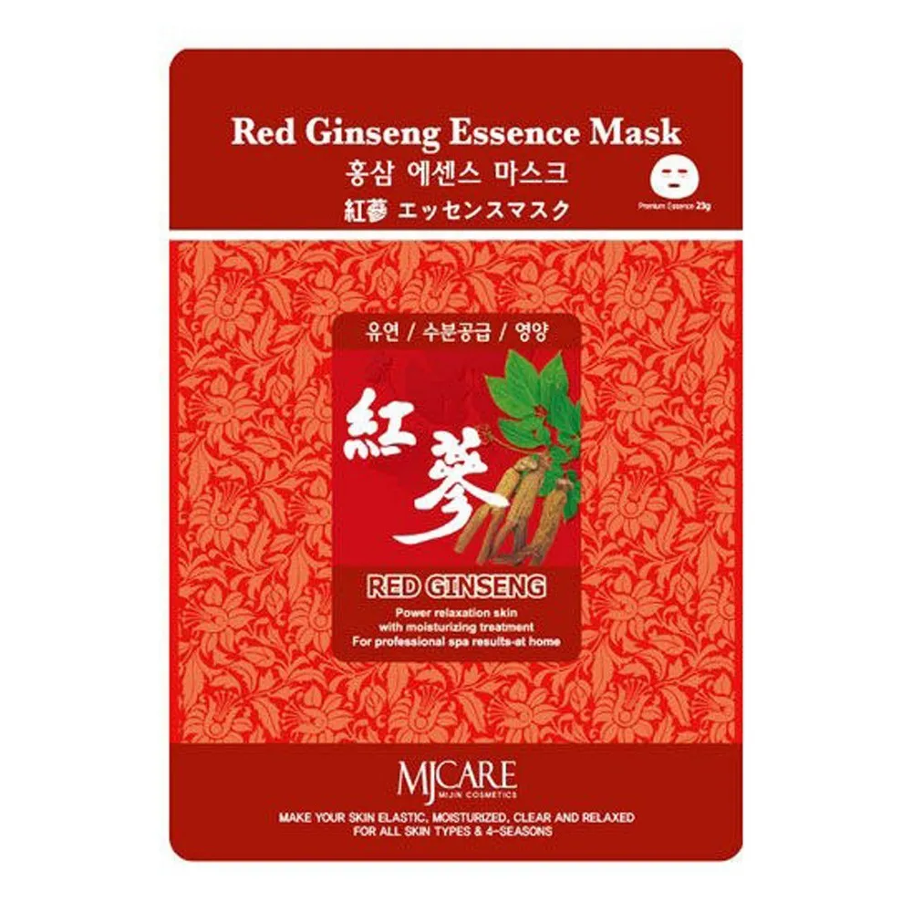 Mijin Тканевые маски для лица с экстрактом женьшеня Red Ginseng Essence Mask 5 шт. Корейская