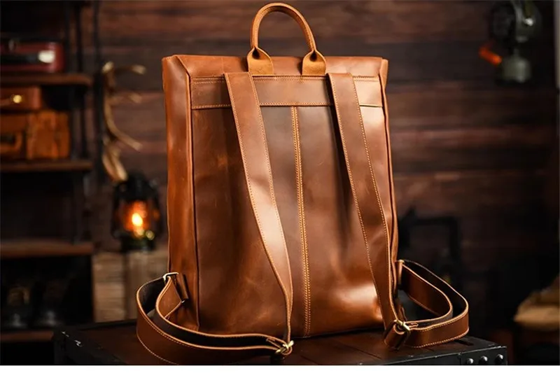 Винтажные Дизайнерские мужские рюкзаки ручной работы из воловьей кожи crazy horse