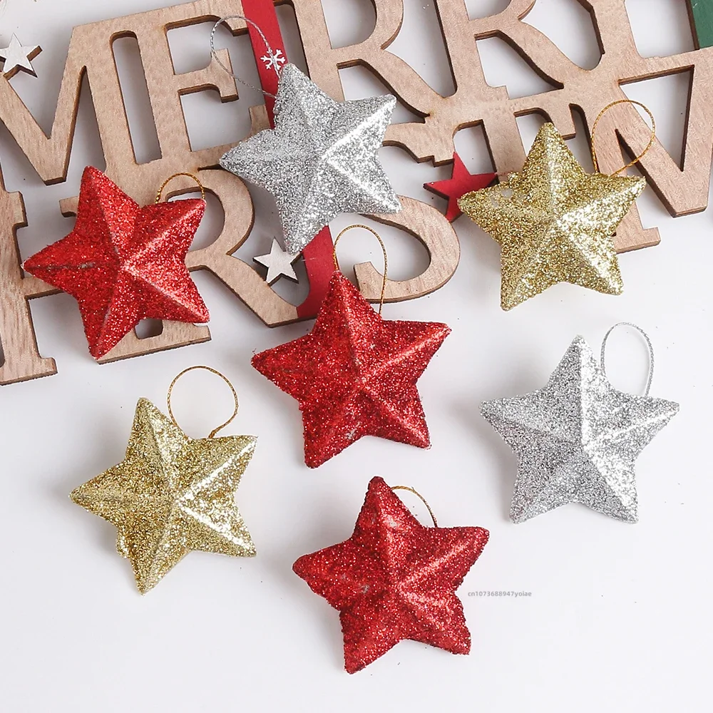 6 шт. рождественский подвесной кулон с пентаграммой серебряный золотой блестящая