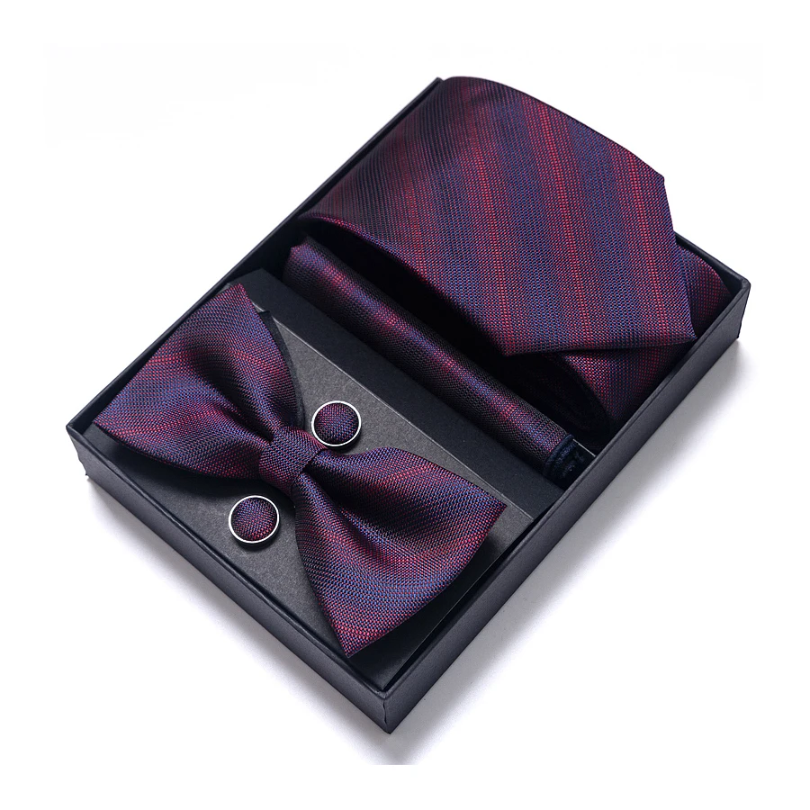 

2022 New Style Vangise Brand Wedding Gift Tie Pocket Squares Set Necktie Box Solid Men Fit Wedding Abraham Lincoln's birthday