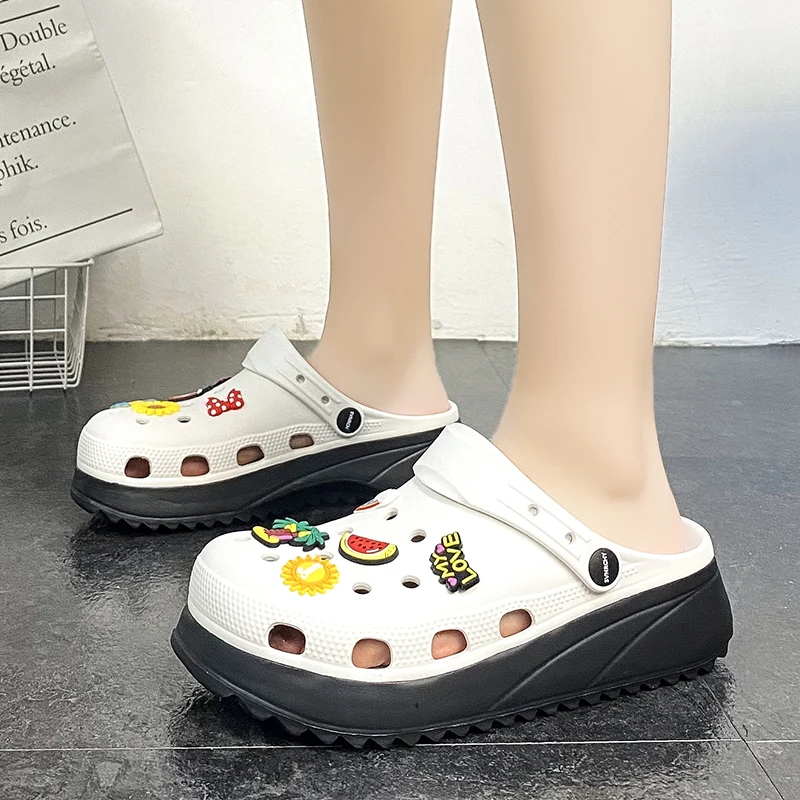

Summer Women Slippers 4cm Platform Sandals Outdoor Clogs Street Beach Slippers Casual Massage Home Flip Flops Bathroom Slides 40