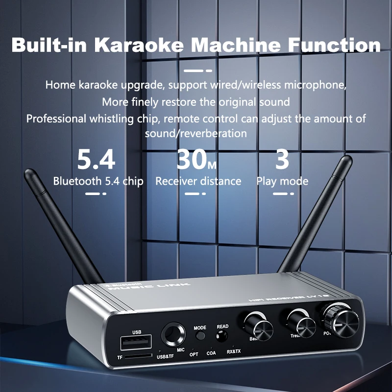 Фото KEBIDUMEI Bluetooth 5.4 передатчик-приемник 3,5 мм, оптический коаксиальный беспроводной аудиоадаптер 6,5 мм с пультом дистанционного управления для ТВ и ПК №3