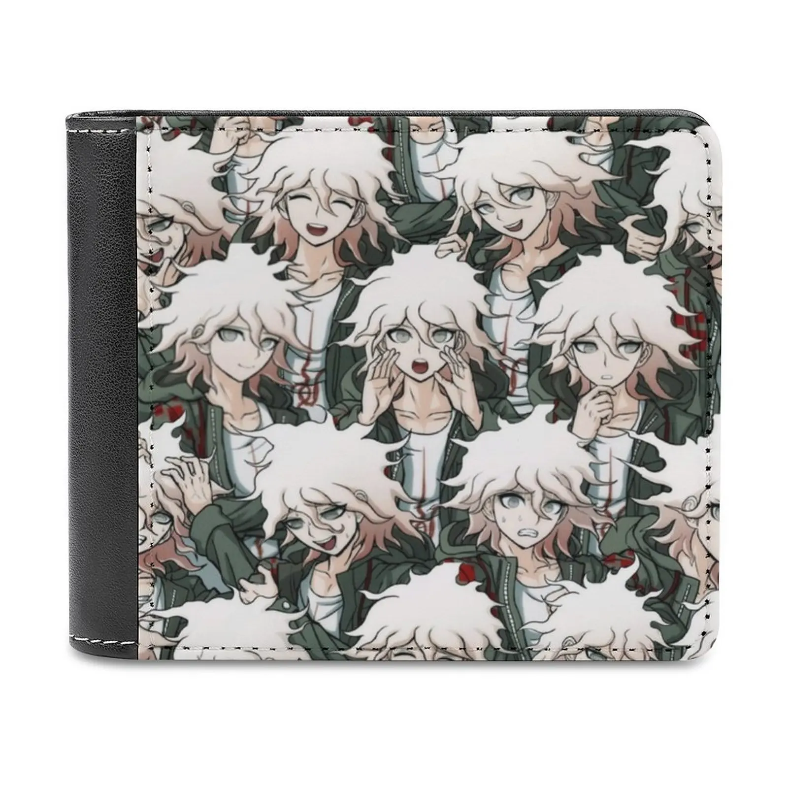 

Кожаный кошелек Komaeda, короткие тонкие мужские кошельки, держатели для карт и денег, мужской кошелек, кошелек Nagito Komaeda Sprites Danganronpa, попрощайтес...