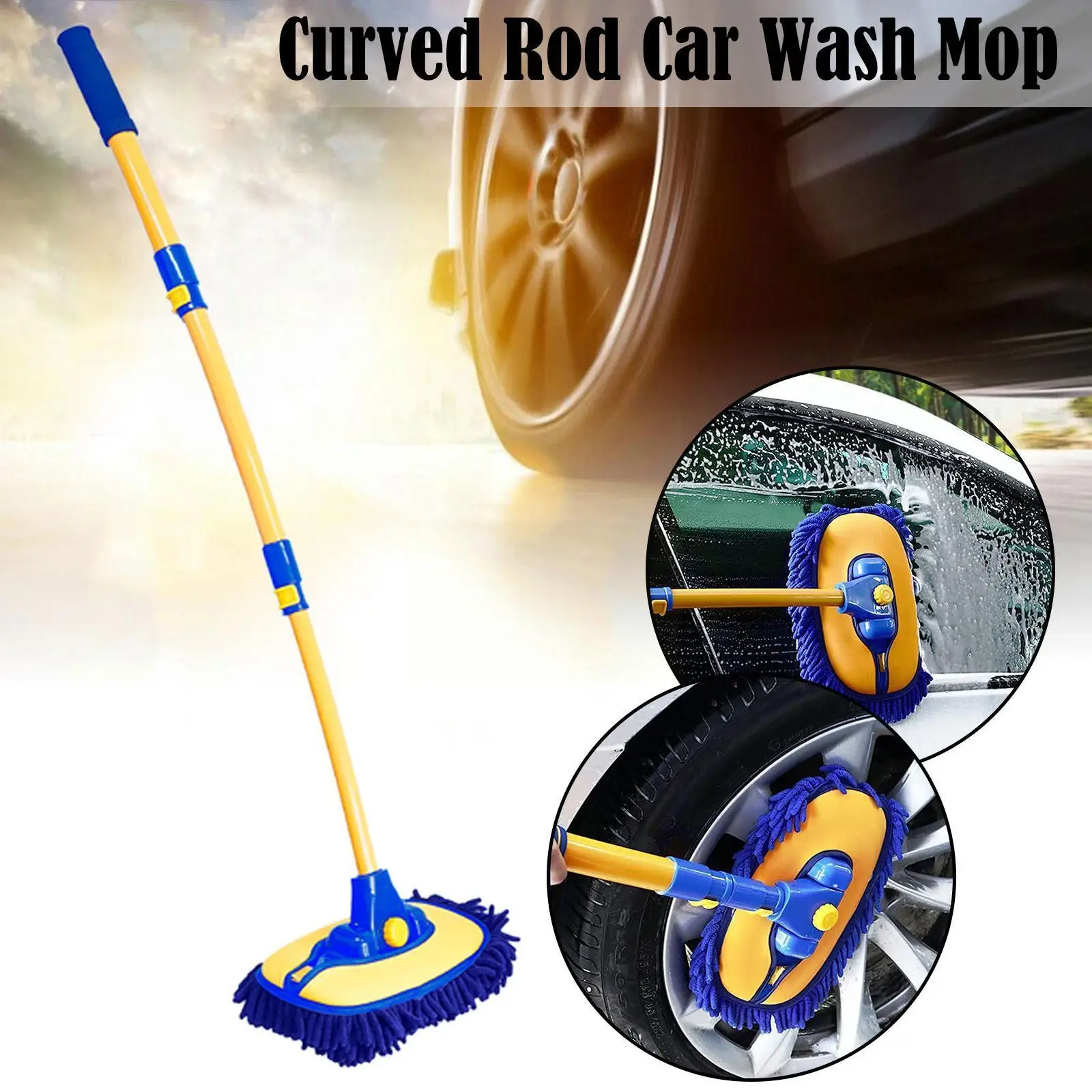

Car Curved Rod Cleaning Brush Microfiber Soft Hair Telescopic Long Handle Mop For Chenille Broom Replaceable Brush Duster C C7J6