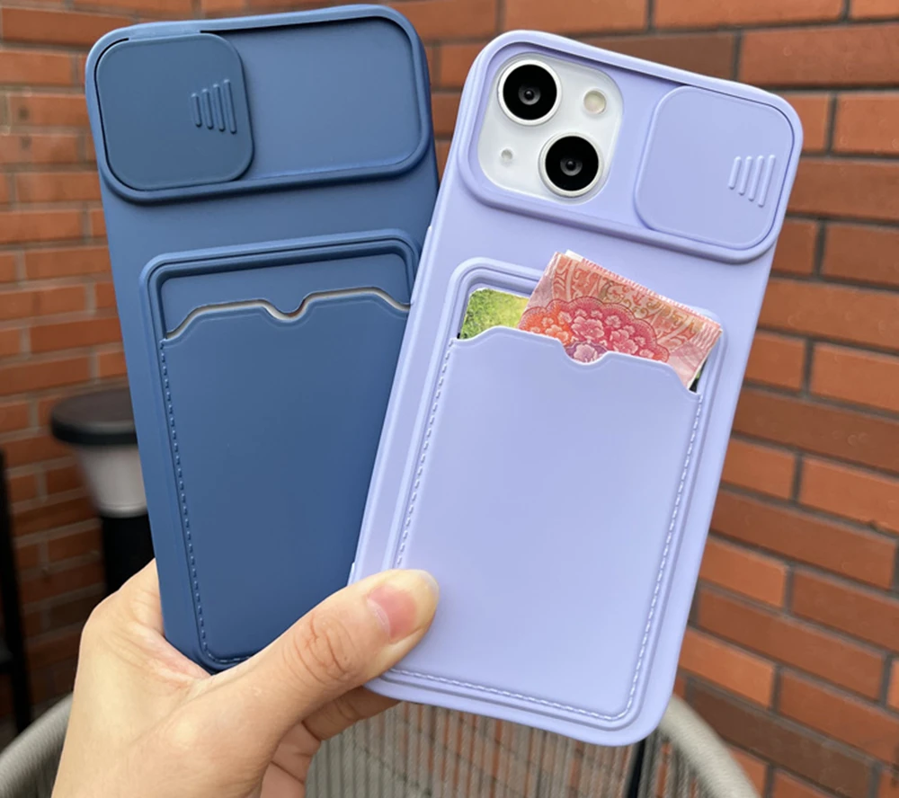 

Camera Protection Wallet Card Holder Phone Case For iPhone 13 Pro Max 12 11 XR XS Max 6 6S 7 8 Plus SE Soft Silicone Cover