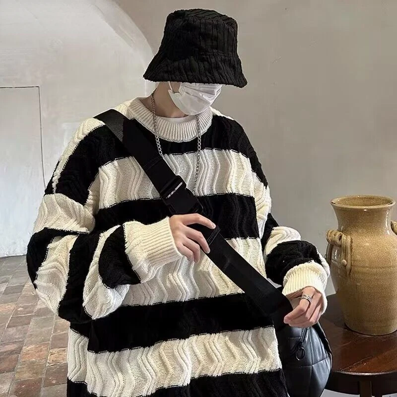 Осень-зима 2024 новый мужской вязаный свитер модный теплый пуловер с длинными