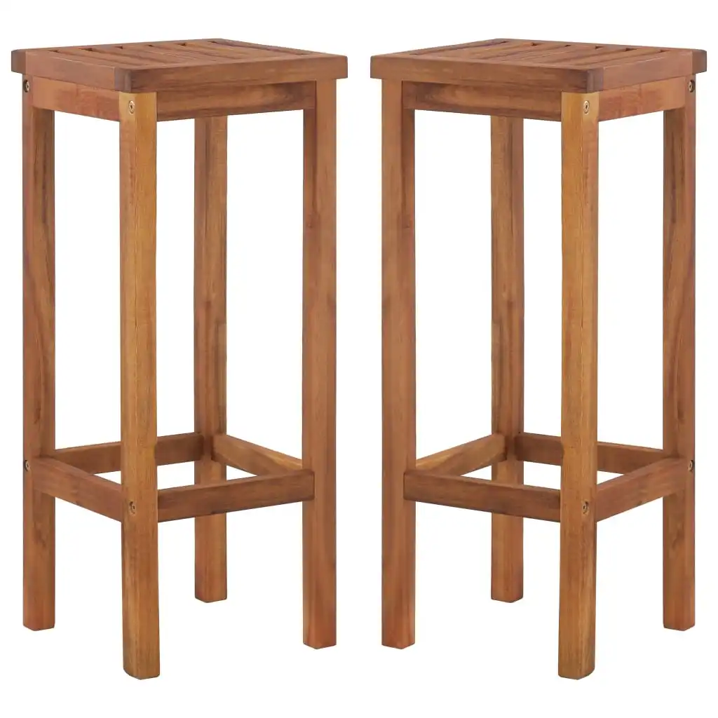 

Bar Stool Chair Counter Stools Set of 2 Kitchen Home Decor 2 pcs Solid Acacia Wood