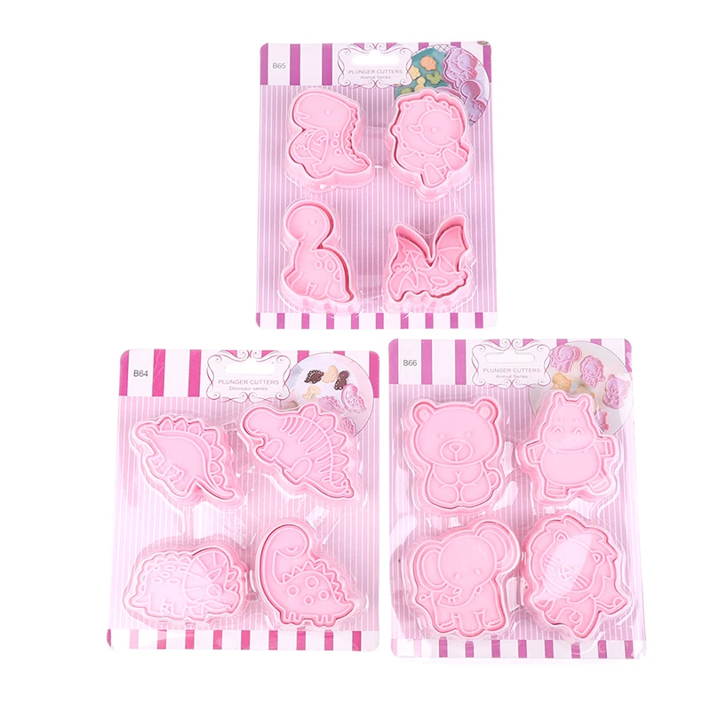 

4 шт. набор формочек для печенья мультяшный резак формы для печенья Симпатичный Динозавр бисквит Фондант форма 3D пластиковые формы для пече...