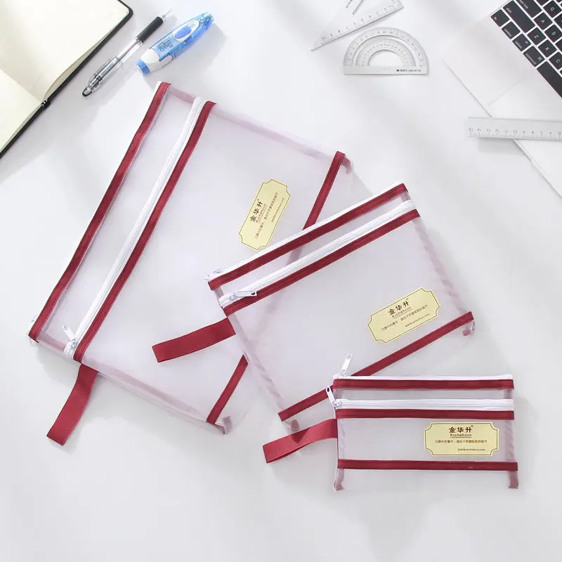 

Вместительная Студенческая портативная двойная сумка для файлов, Размер A4/A5/A6, Сетчатая Сумка для хранения, мультяшная креативная сумка для канцелярских принадлежностей