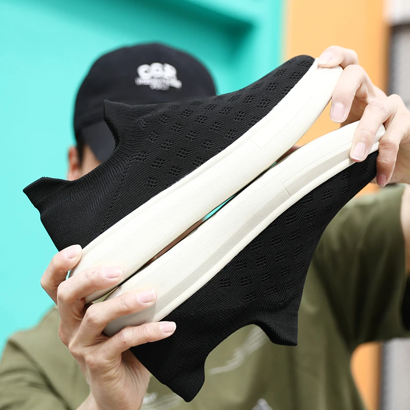 

2022 Men Flying Woven Sneaker Breathable Sweat-absorbent Sneaker Lightweight Comfortable Casual Shoes Men's Outdoor Running Shoe