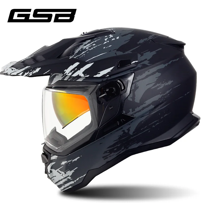 GSB Motorcycle Helmet ECE DOT Certification Full face Double lens Racing Off-road Cascos Para Moto Capacetes Casco