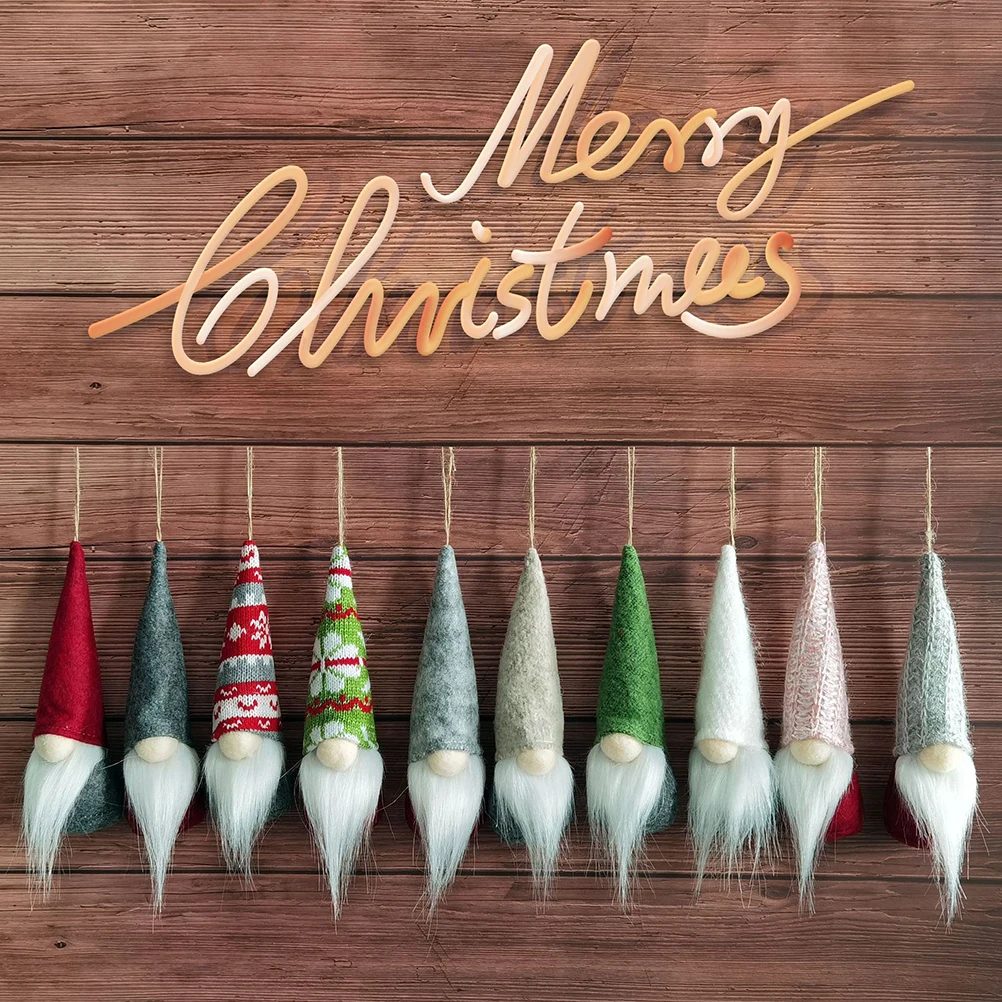 

Handmade Hanging Gnomes for Christmas Tree, Set of 10, Swedish Gnome, Scandinavian Santa Claus Holiday Decor, Home Decor