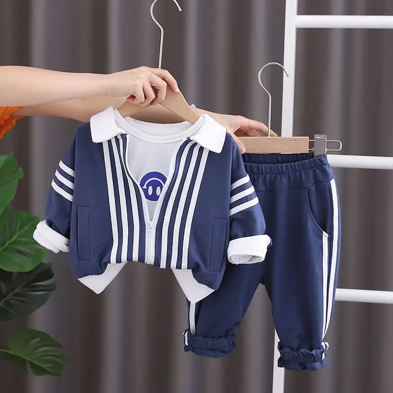 

LZH Baby Boys Suits 2023 Spring Autumn New Children Clothing Kids Boys Long Sleeve Two-piece Printed Suit 1-6 Years Old 3pcs Set