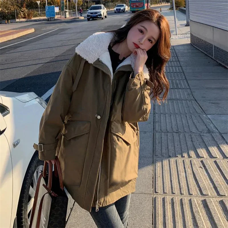 Женское утепленное пальто Pai свободное хлопковое приталенное в Корейском стиле