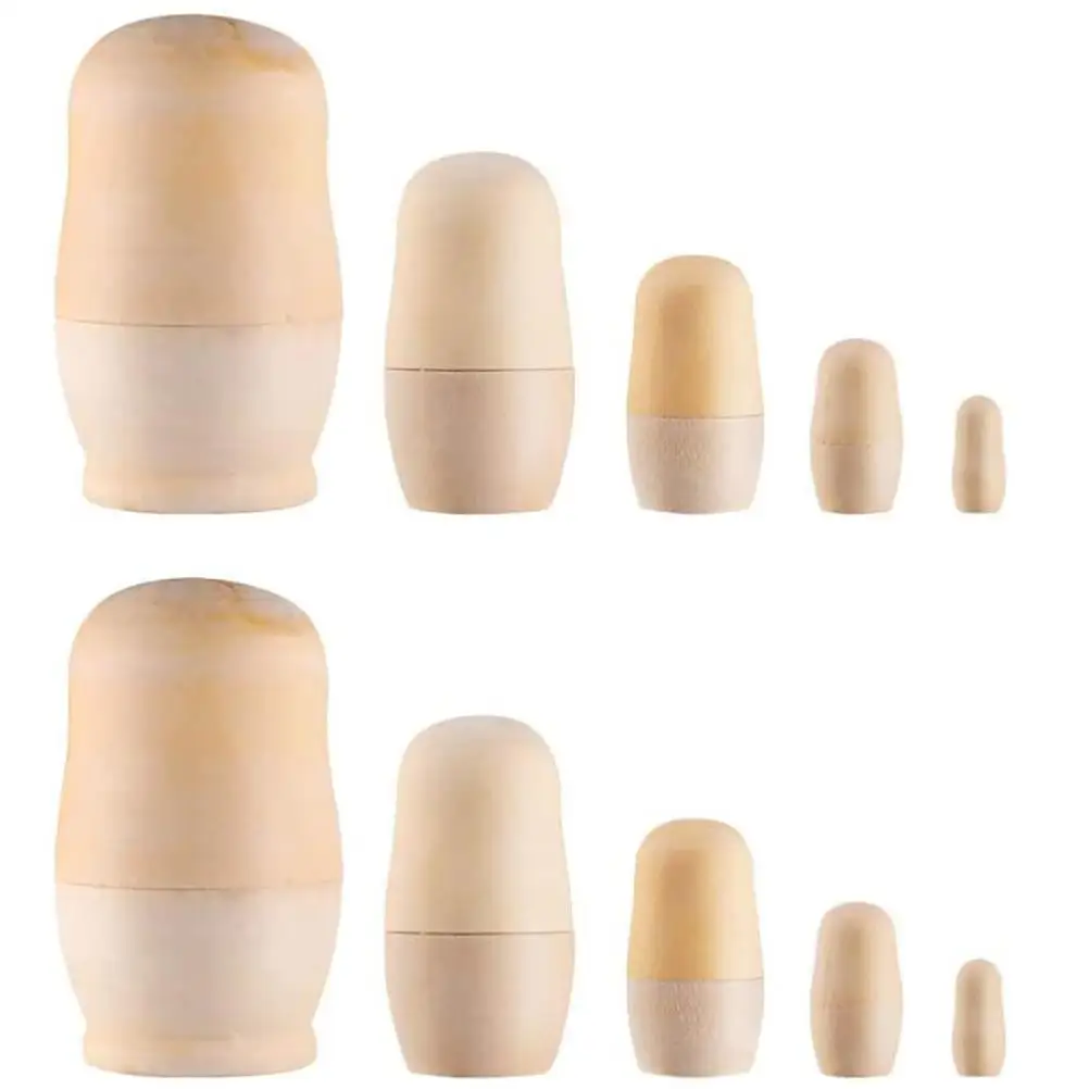 

2 Sets Unpainted Wooden Nesting Dolls DIY Craft Unfinished Blank Stacking Nested Dolls Toy Xmas Gift