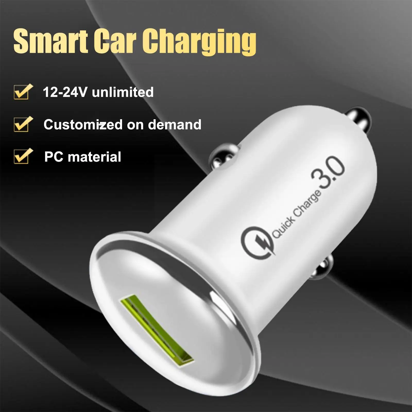 Купи Qc3.0 Quick Car Charger Adapter Invisible Mini Qc3.0 Usb Car Charger Micro Usb/type C Cable For ///huawe V6y8 за 2,204 рублей в магазине AliExpress