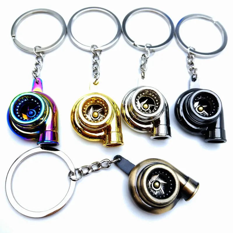 

Mini Turbo Turbocharger Keychain Spinning Turbine Key Ring Zinc Alloy Metal Keyring Car Styling Refitting Car Interior Accessory