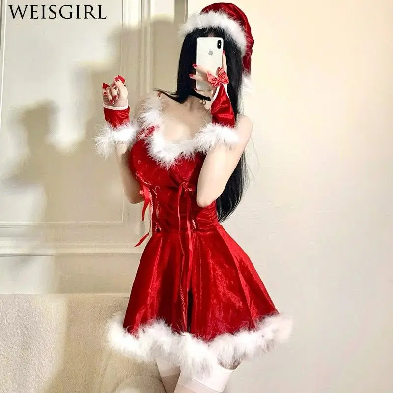 Рождественское платье розовая юбка Deerlet женское костюм розовое Desire Uniform Cos