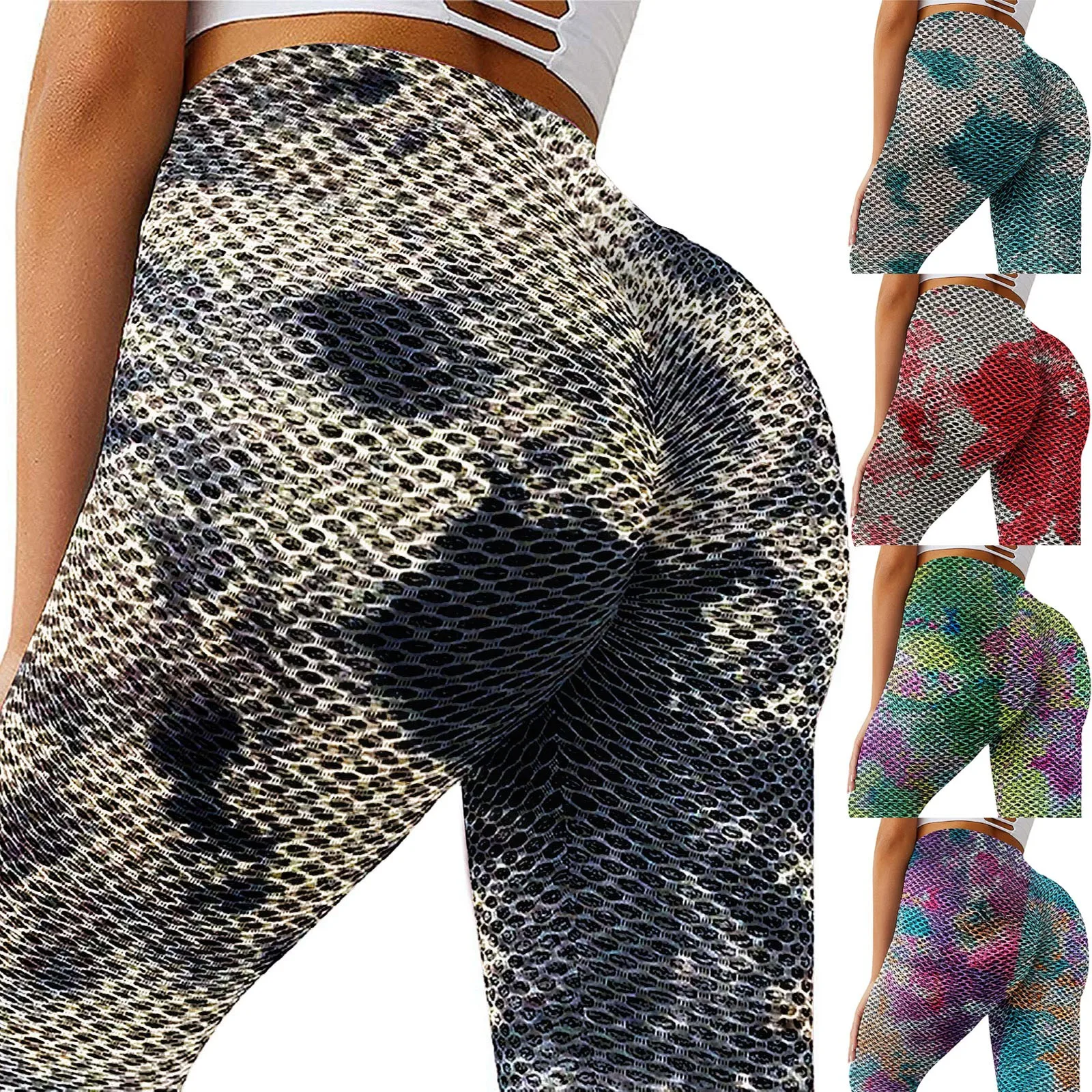 

Женские спортивные Леггинсы для бега Tie-Dye, тонкие эластичные брюки с эффектом пуш-ап для тренажерного зала, фитнеса, бега