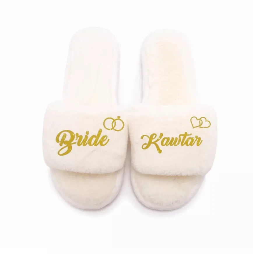 

Coral fleece Team bride squad maid of honor gifts party supplies customized bridesmaid gift wedding slippers