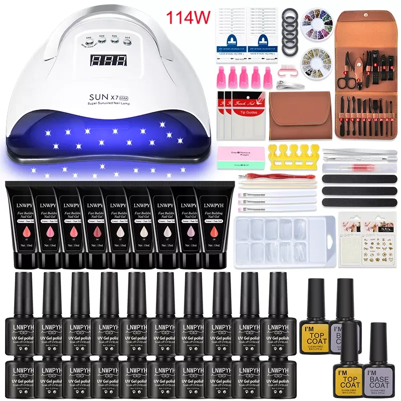 Nail Set With Nail Lamp Set Kit Poly Nail Gel kit Manicure Cutters Nail Clipper Set Nail Clippers Pedicure Nail Scissors Tool