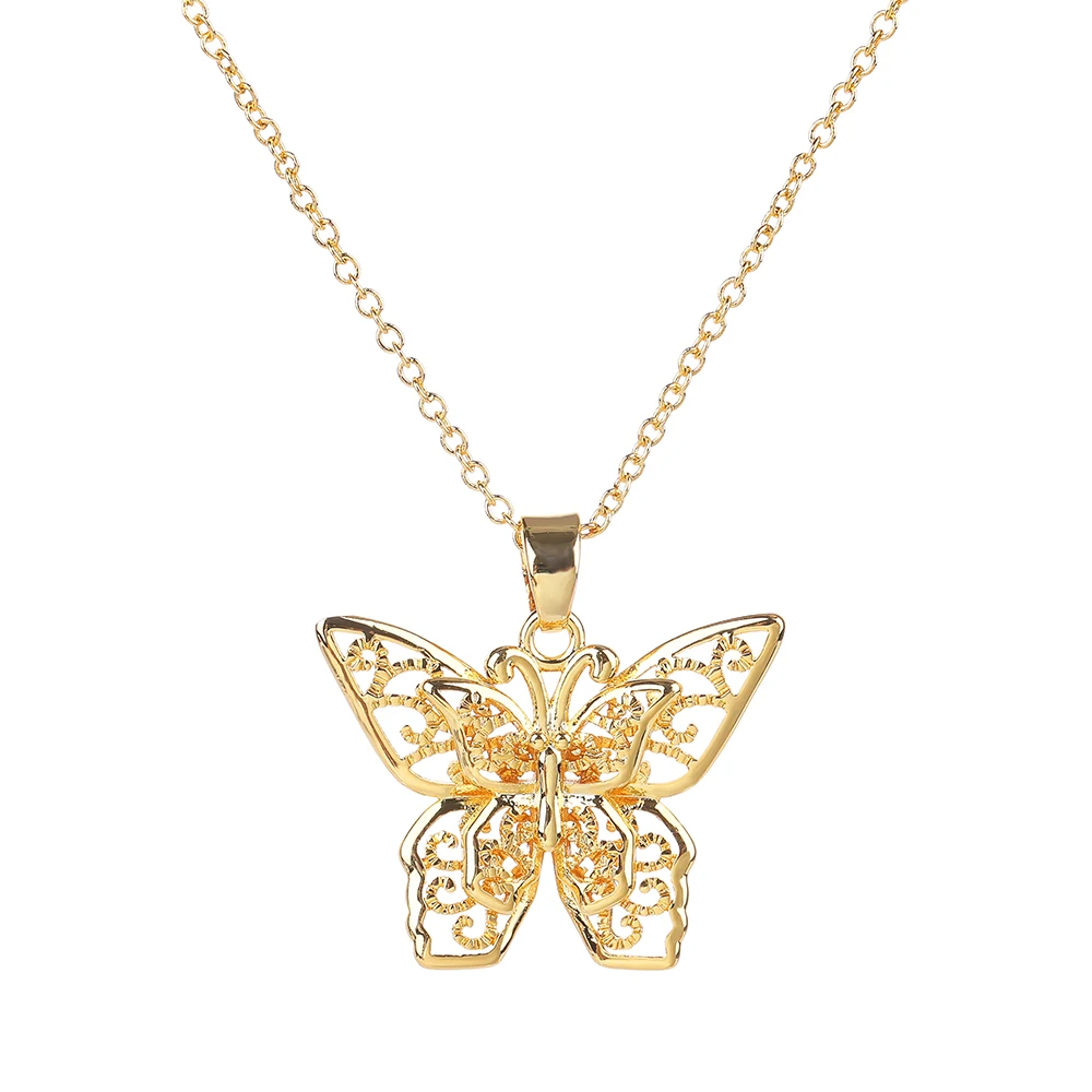 

Poulisa Double Hollow Out Butterfly Pendant S925 Chain Necklace 925 Sterling Silver Cutout Women Men Chains Necklaces Chocker