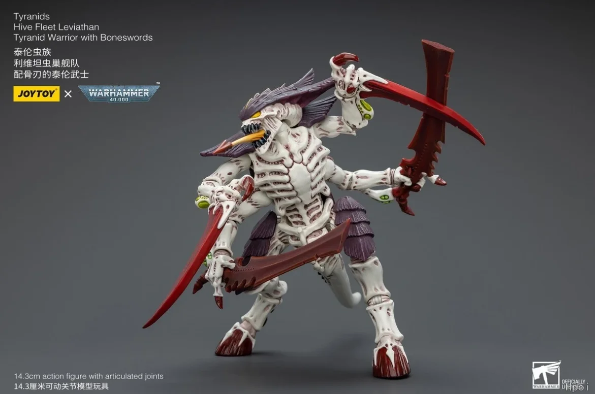 Фото JOYTOY Warhammer 40K Тираниды Hive Fleet Leviathan Воин-тиранид с костяными мечами 1/18 Фигурка-игрушка Коллекционный подарок №5