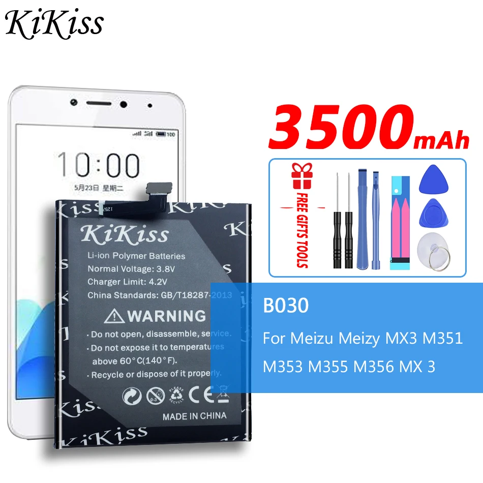 

Original Kikiss B030 3500mAh Battery for Meizu Mei Zu Meizy MX3 M055 M351 M353 M355 M356 MX 3 Phone Batteries Batterij Bateria