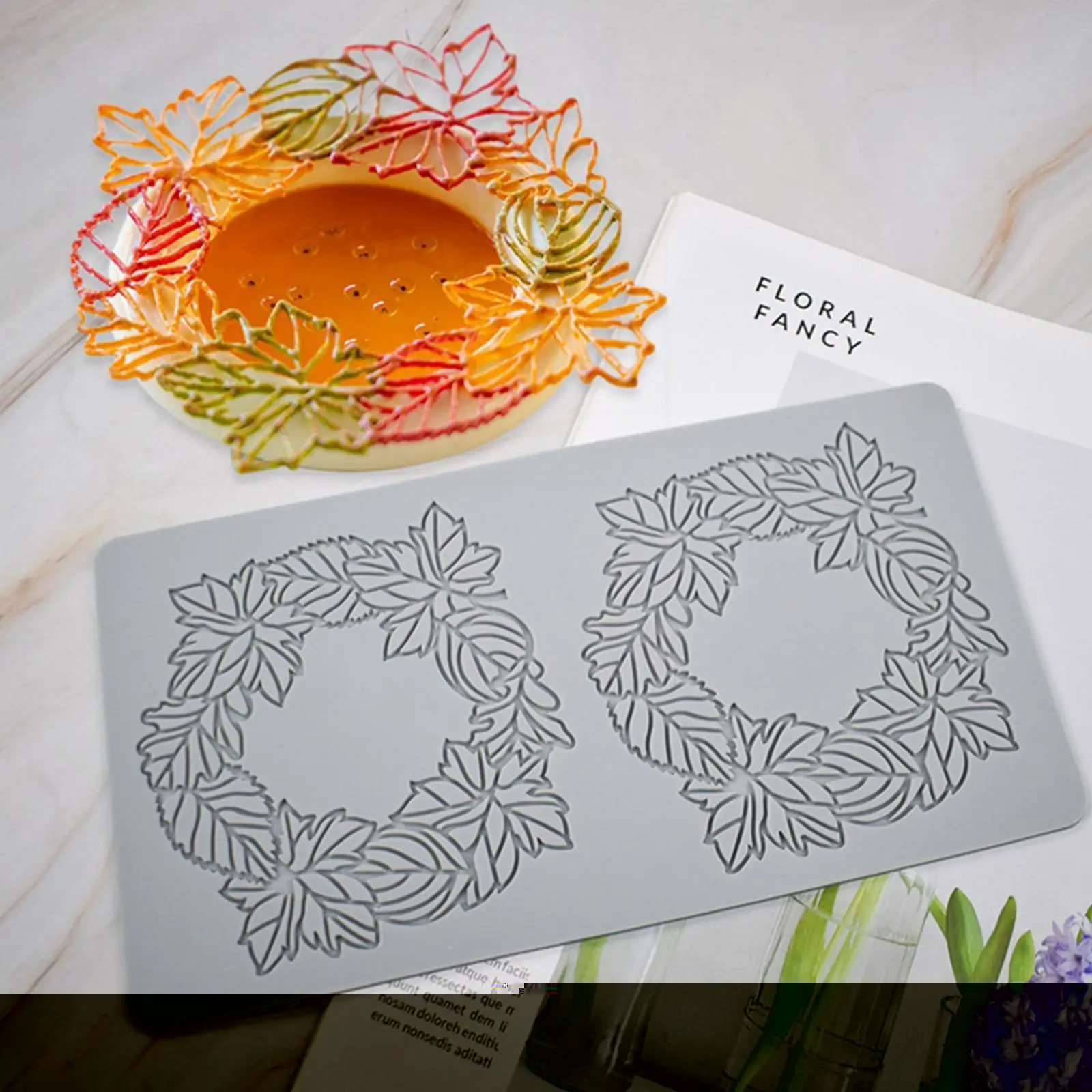 

Flower Wreath Silicone Cake Lace Mold Cake Decorating Tool Tool Decoration Baking Kitchen Border Mold Bakeware Lace B7U8