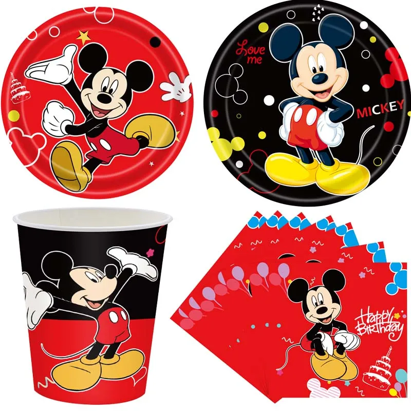 

50pcs/Disney mickey Mouse Party Supplies Cups Plates napkins Disposable tableware Set kids Birthday Party Decorations Party Set