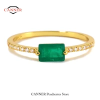 canner classic 925 sterling silver round charm cubic zirconia emerald gemstone ring for women female jewelry accessories gifts