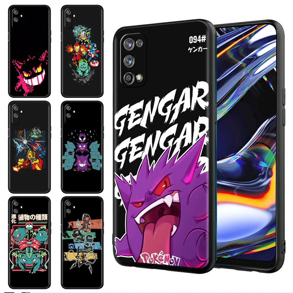 

Phone Cases For Realme 8 6 7 5 Pro C3 C21Y C15 C21 C35 8i XT GT Master Neo2 Neo3 Black Fundas Cover Cool Gengar Pokemon