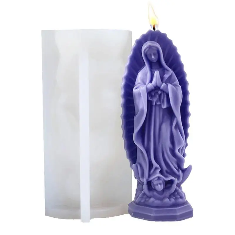 

Blessed Virgin Mary Mold 3D Candle Molds Silicone Andle Making Mould Scented Candle Forms For Candle Making Wax Melt Mould