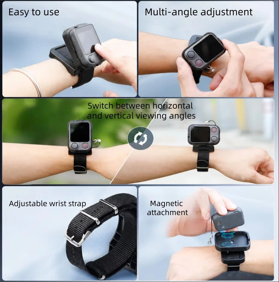 Фото Регулируемый держатель для пульта дистанционного управления DJI Pocket 4 Pro/Mobile 8P с поворотным быстросъемным магнитным ремешком на запястье №5