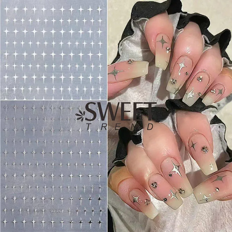 

3 Sheets 3D Star Butterfly Nail Stickers Hollow Nail Art Decorations Cartoon Bear Love Nail Decals Nail Design Press on Nails