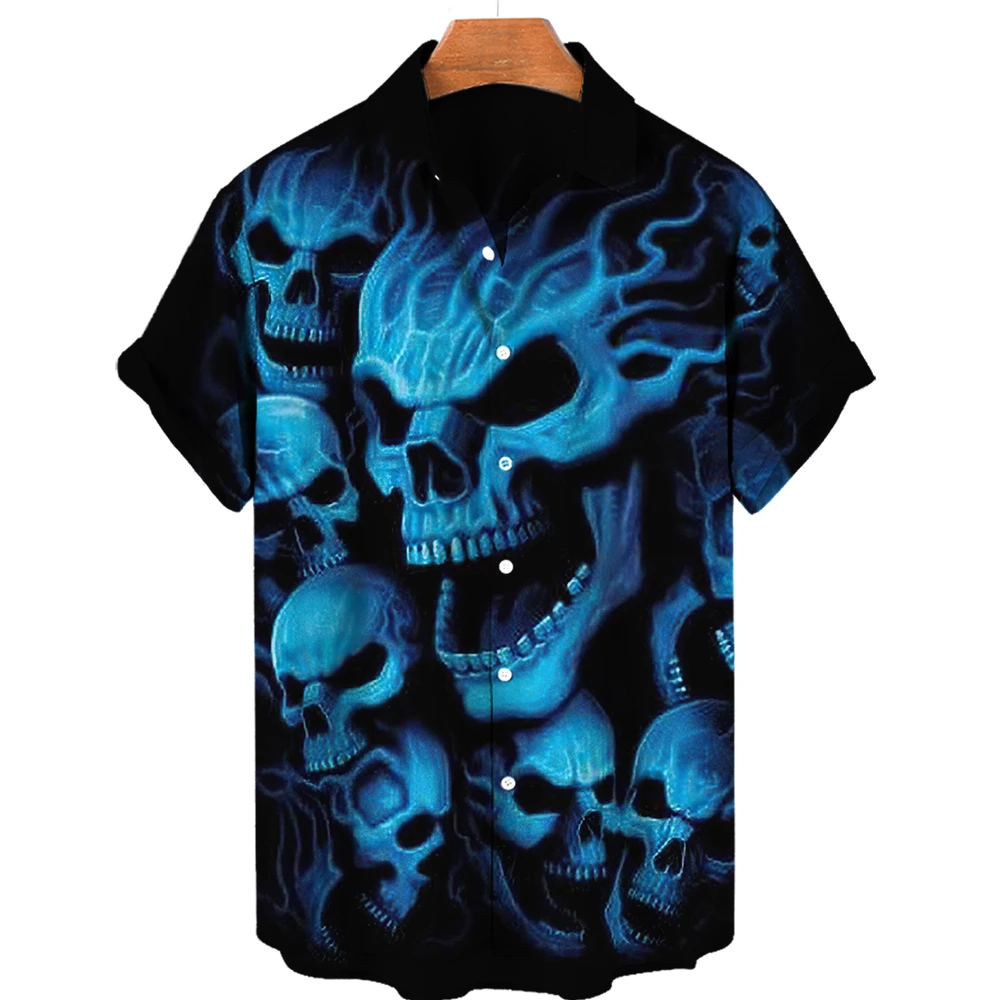 

Гавайская Мужская рубашка большого размера | Мужские Гавайские рубашки | Мужская рубашка с черепом | Уличные рубашки