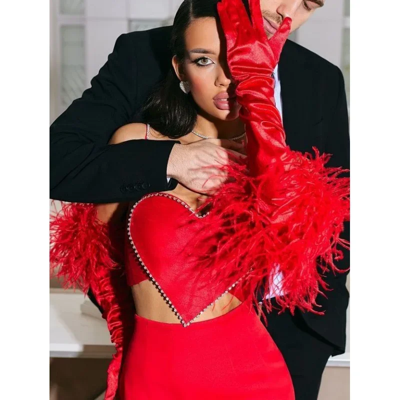 Пикантная майка в форме сердца без бретелек Женский Алая красная экспозиция