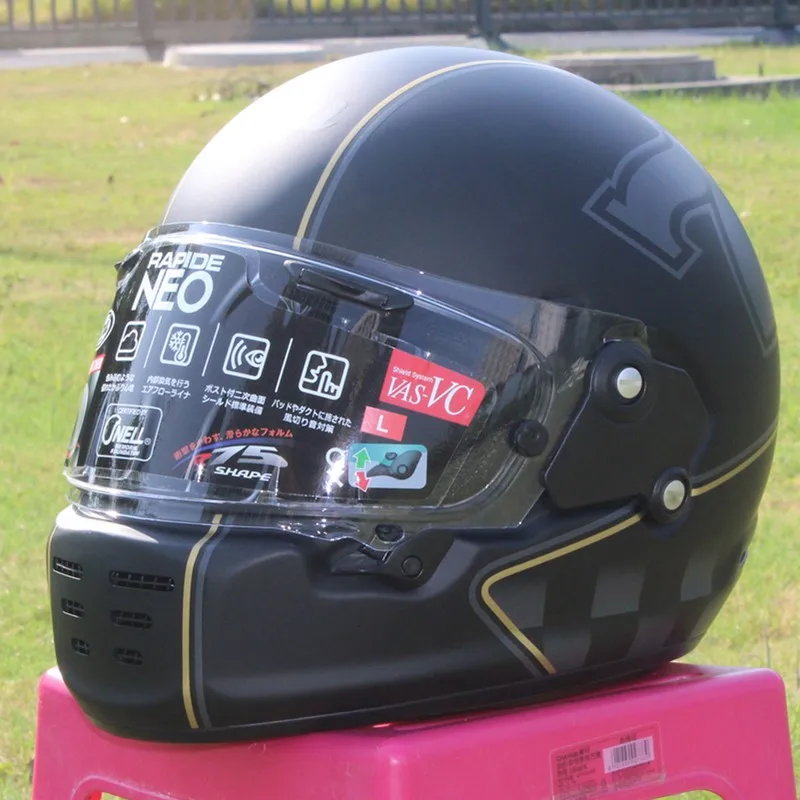 

Мотоциклетный шлем из стекловолокна высокой прочности, Ретро шлем Kart, модный матовый черный гоночный шлем NEO