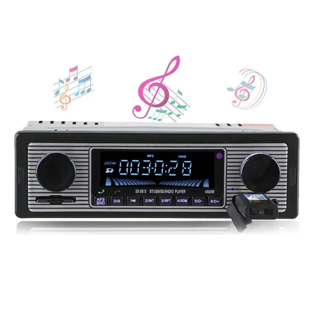 

Автомобильный радиоприемник, Беспроводной мультимедийный плеер с Bluetooth, MP3, AUX, USB, FM, 12 В, Классическая стерео музыка, USB/SD