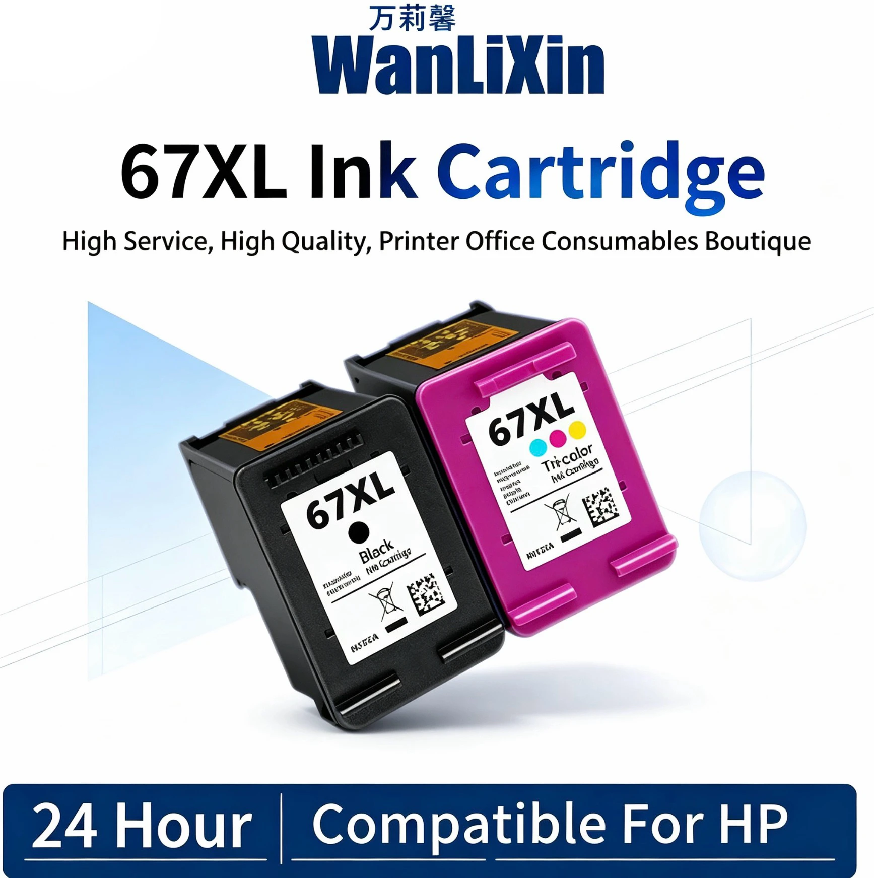Фото Чернильные картриджи 67XL, совместимые с принтерами HP 67 67XL Deskjet 2723 1225 2755 4152 4155 4158 4200 Envy 6030 6052 6055 6058 6400 №1