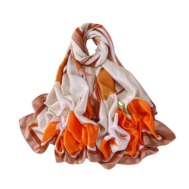 

Роскошный длинный шелковый шарф, женские модные шарфы с принтом, офисный женский платок, пляжный хиджаб, Женская шаль Бандана, высокое качес...