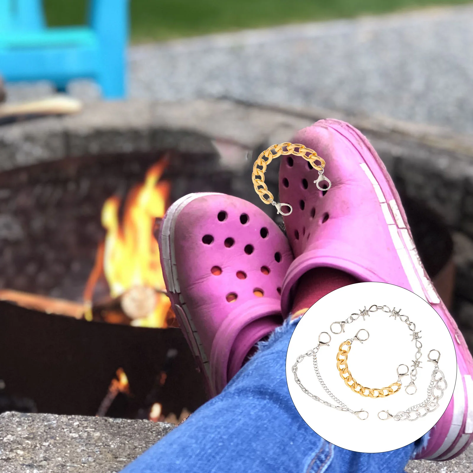 

4pcs Punk Shoe Chain Shoe Decorative Charms Sandals Shoe Chain Shoes Accessory