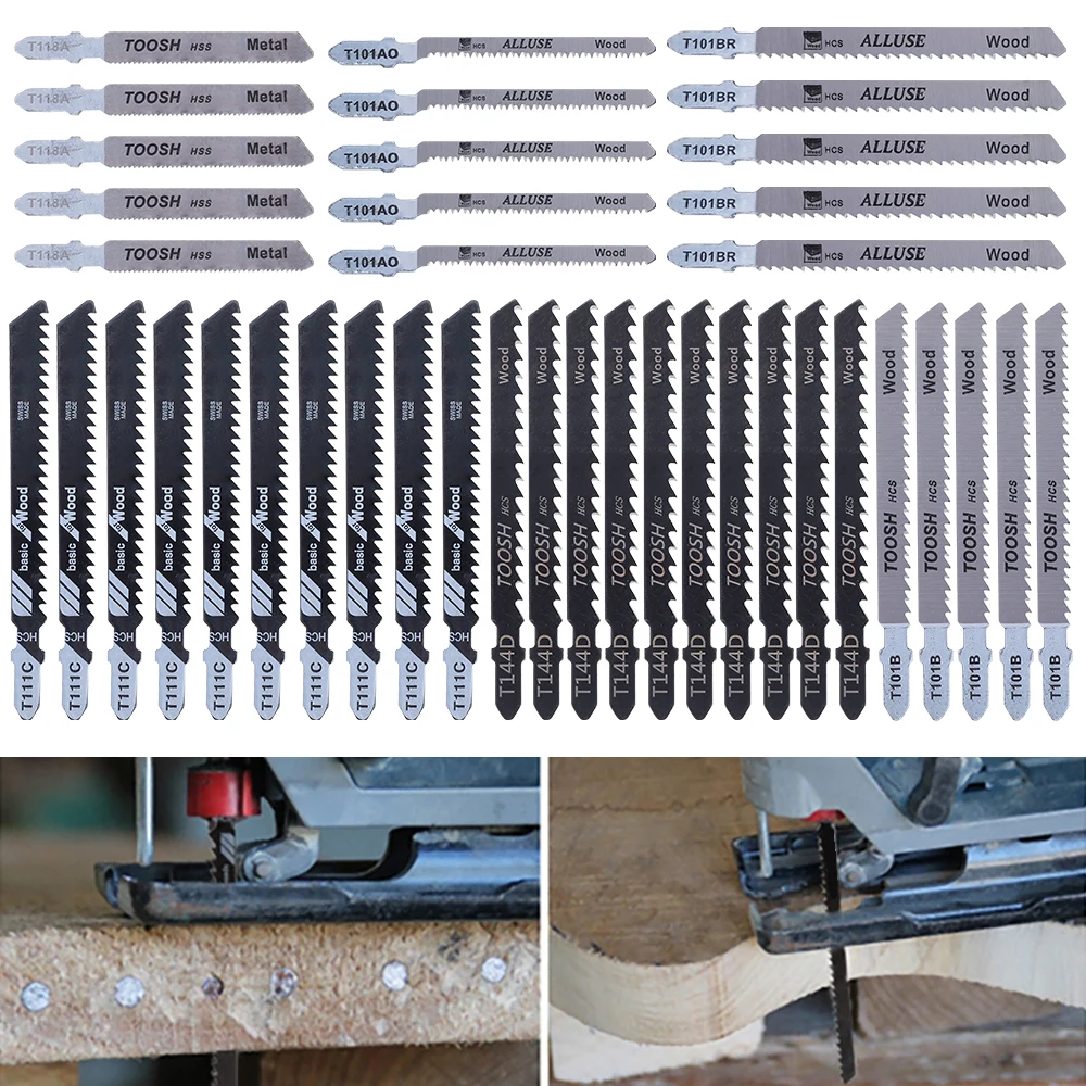 

35/40Pcs Jig Saw Blade Jigsaw Blades Set Metal Wood Assorted Blades Woodworking Power Tool Saw Blade For Bosch Dewalt Hitachi
