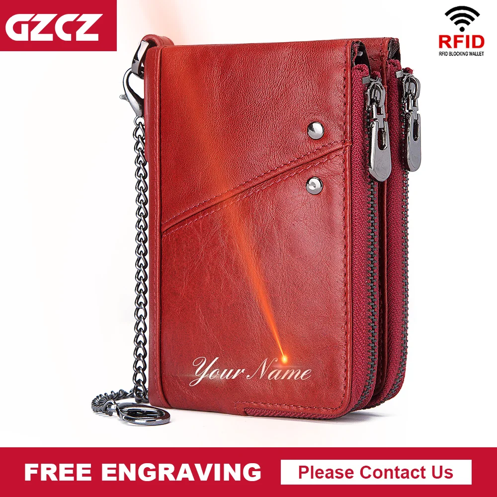 

Luxury Design Women's Wallet Genuine Leather RFID Anti-thef Card Holder Purse Zipper Coin Pocket Top Quality Female Carteira