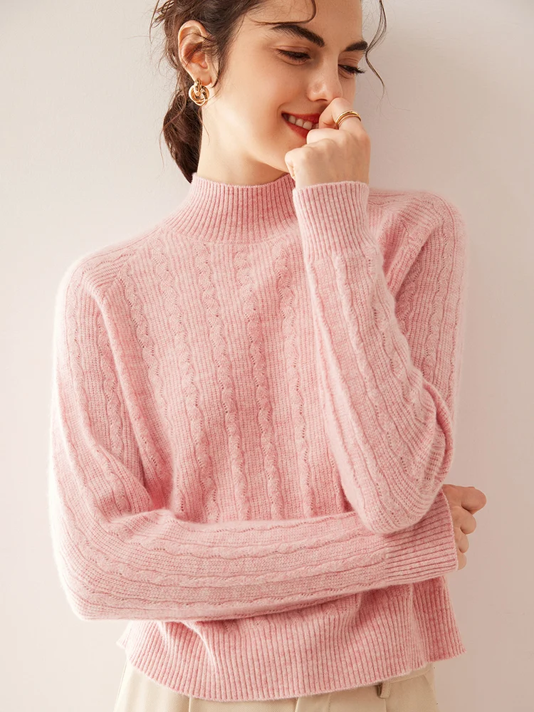 24 осенне-зимний новый кашемировый свитер с полувысоким воротником женский